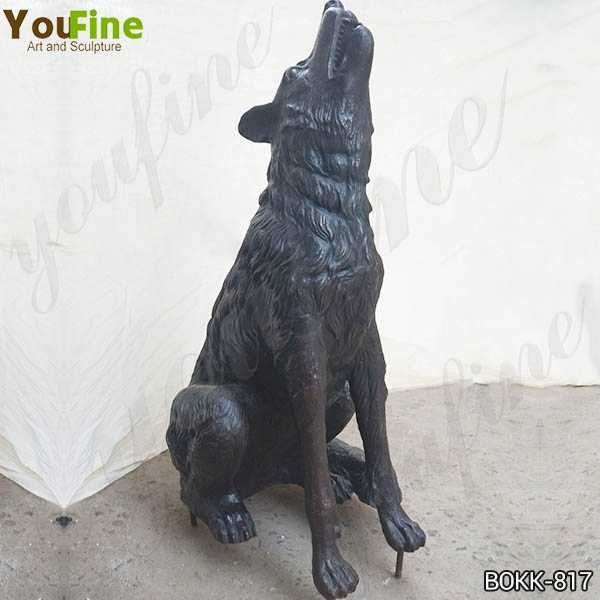 Life Size Bronze Howling Wolf Statue for Sale