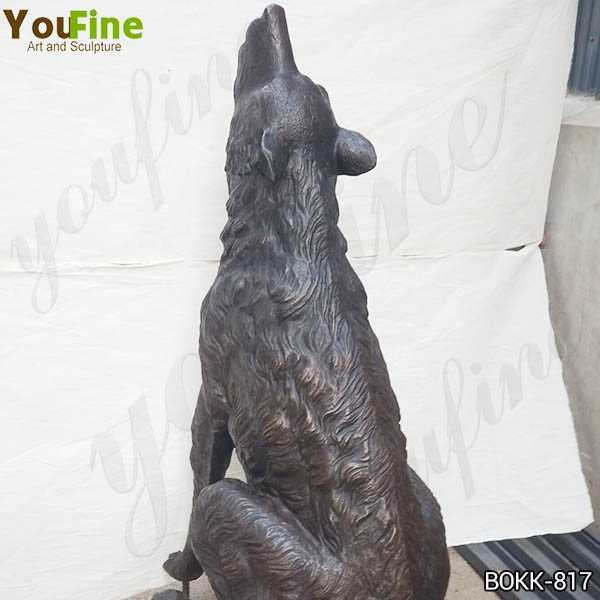 Life Size Bronze Howling Wolf Statue