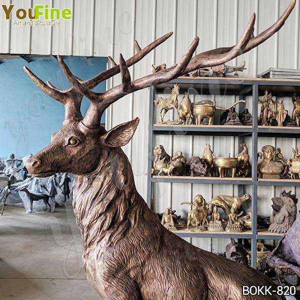 Life Size Bronze Standing Deer Sculptures