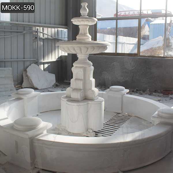 Life Size Marble Tiered Outdoor Water Fountain Simple Design