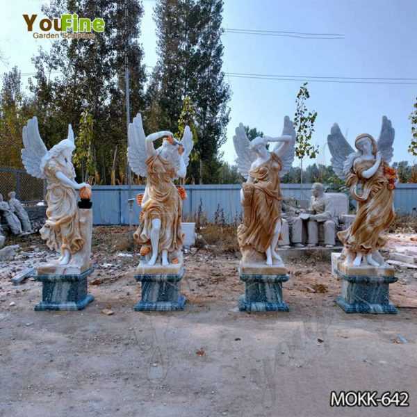 Mixed Color Marble Winged Four Seasons Statues for Outdoor Garden MOKK-642