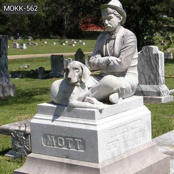 Marble Gravestone Man with Dog Memorial Headstone for Sale MOKK-562