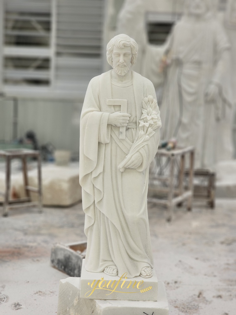 white Marble Statue of St Joseph