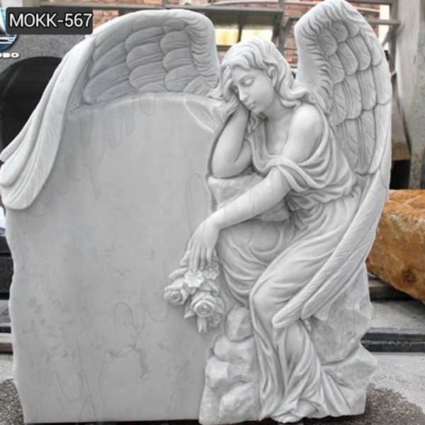 Marble Weeping Angel Memorial Headstones Supplier MOKK-567