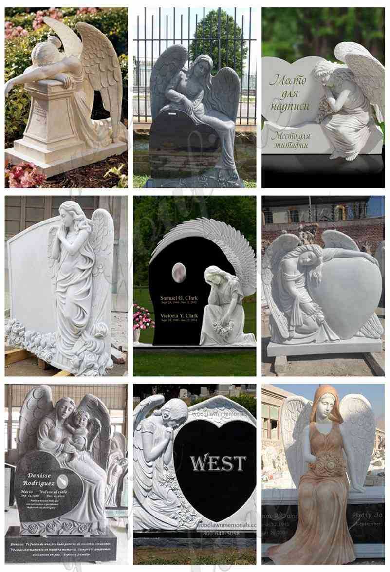 Marble Weeping Angel Memorial Headstones