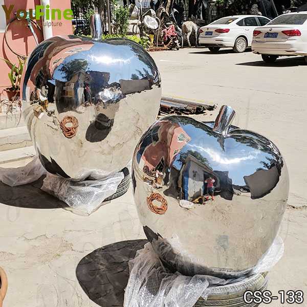 Modern Mirror Polished Stainless Steel Apple Sculptures for Sale