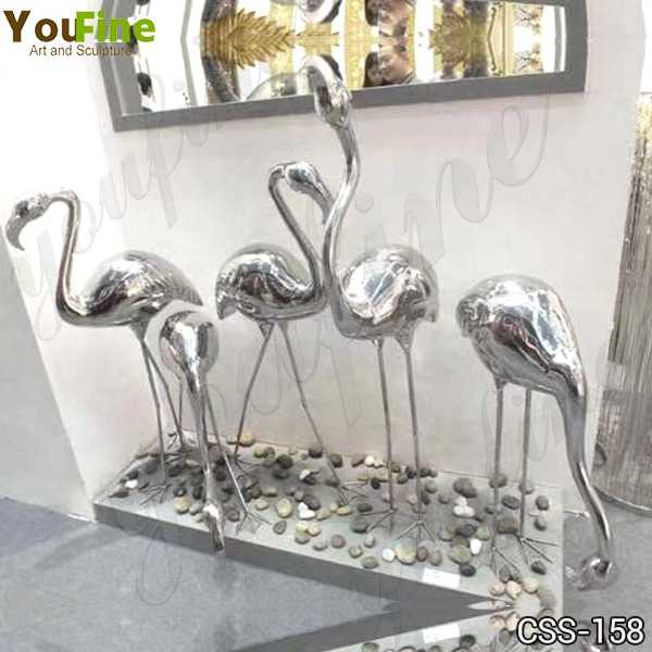 Modern Stainless Steel Crane Sculptures for Outdoor Lawn Decor