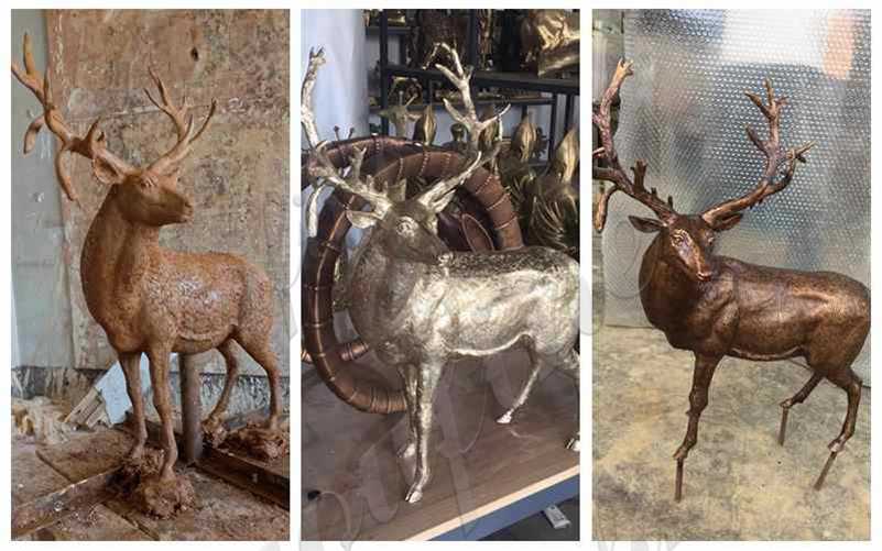 Outdoor Antique Bronze Reindeer Statue for Sale