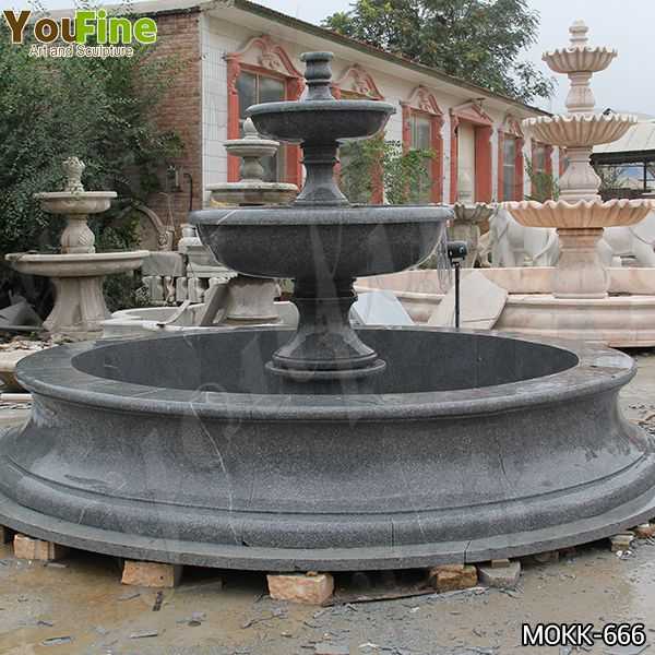 Outdoor Black Granite Tiered Water Fountain Manufacturers MOKK-666