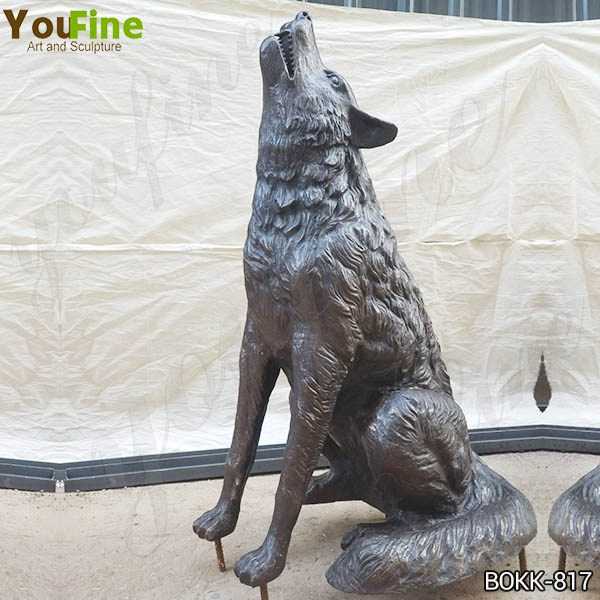 Outdoor Life Size Bronze Howling Wolf Statue