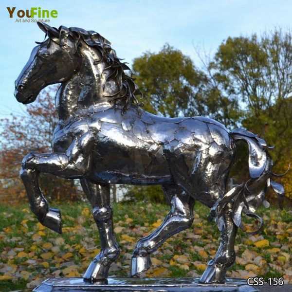 Outdoor Modern Stainless Steel Horse Sculpture Art for Sale