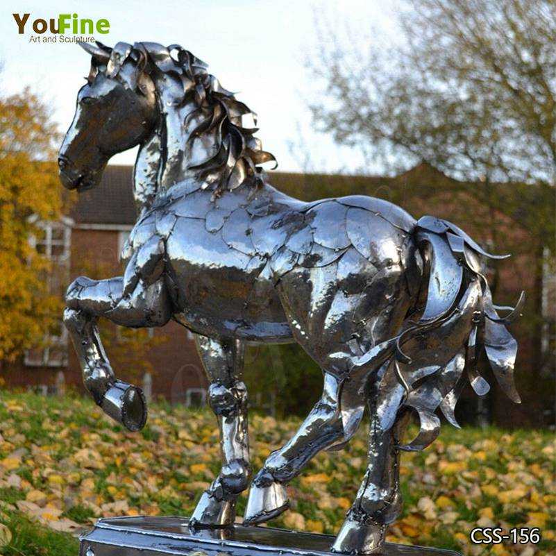 Outdoor Modern Stainless Steel Horse Sculpture Art for