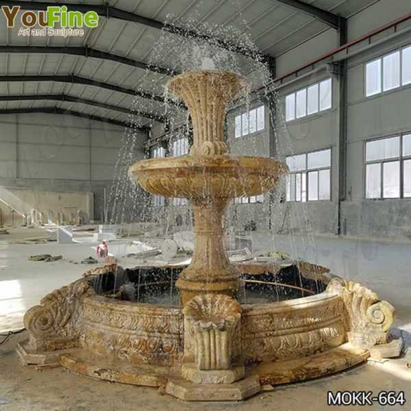 Outdoor Natural Yellow Travertine Stone Water Fountain for Sale