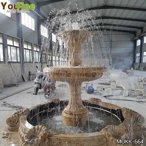 Outdoor Natural Yellow Travertine Stone Water Fountain