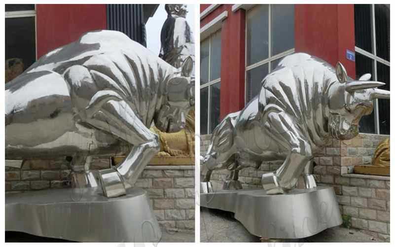 Outdoor Stainless Steel Bull Metal Sculpture
