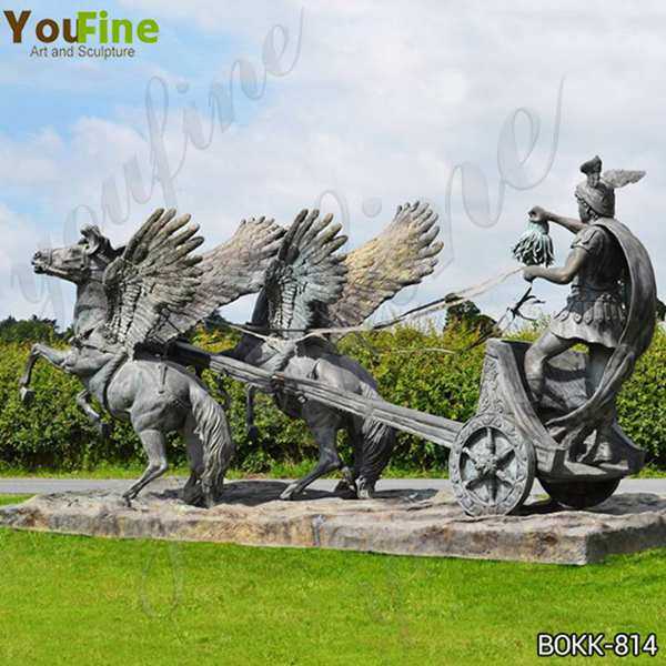 Perseus and Medusa Head Riding Chariot Sculpture