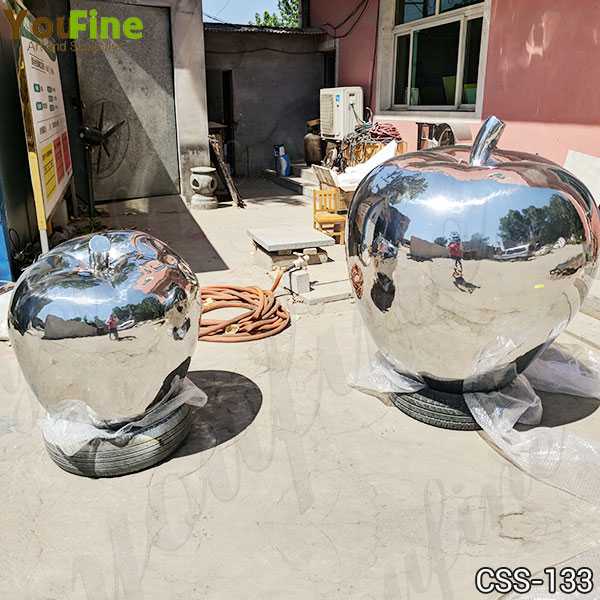 Modern Mirror Polished Stainless Steel Apple Sculptures for Sale CSS-133