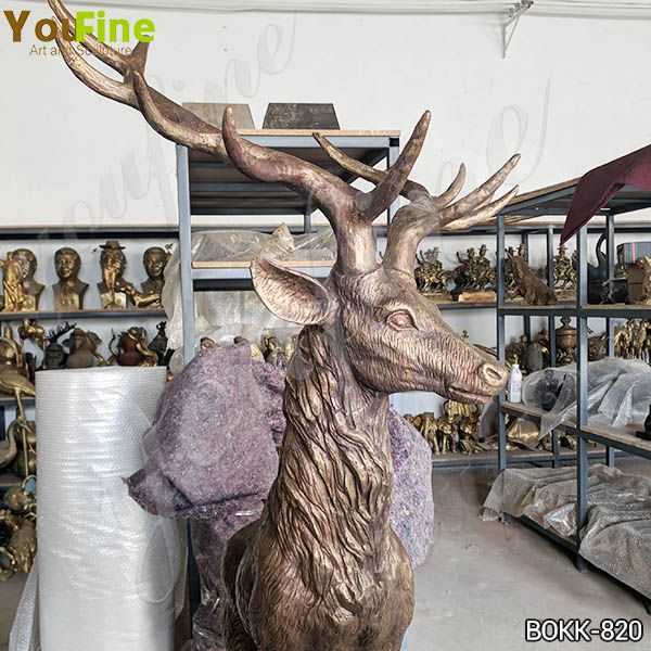 Solid Life Size Bronze Standing Deer Sculpture Supplier