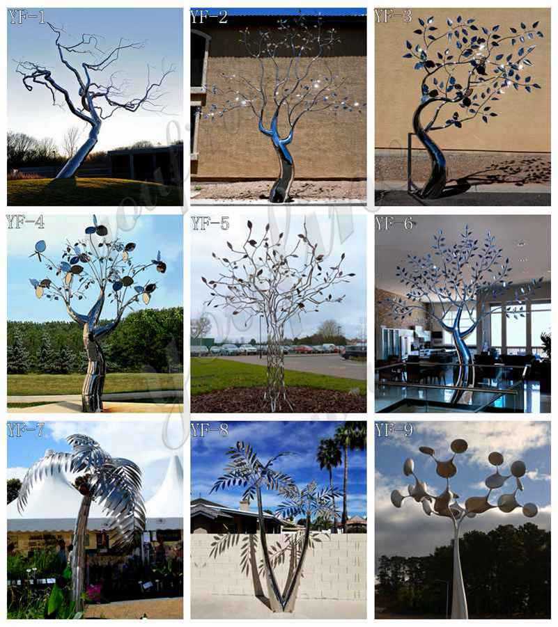 Stainless Metal Tree Sculpture for Garden