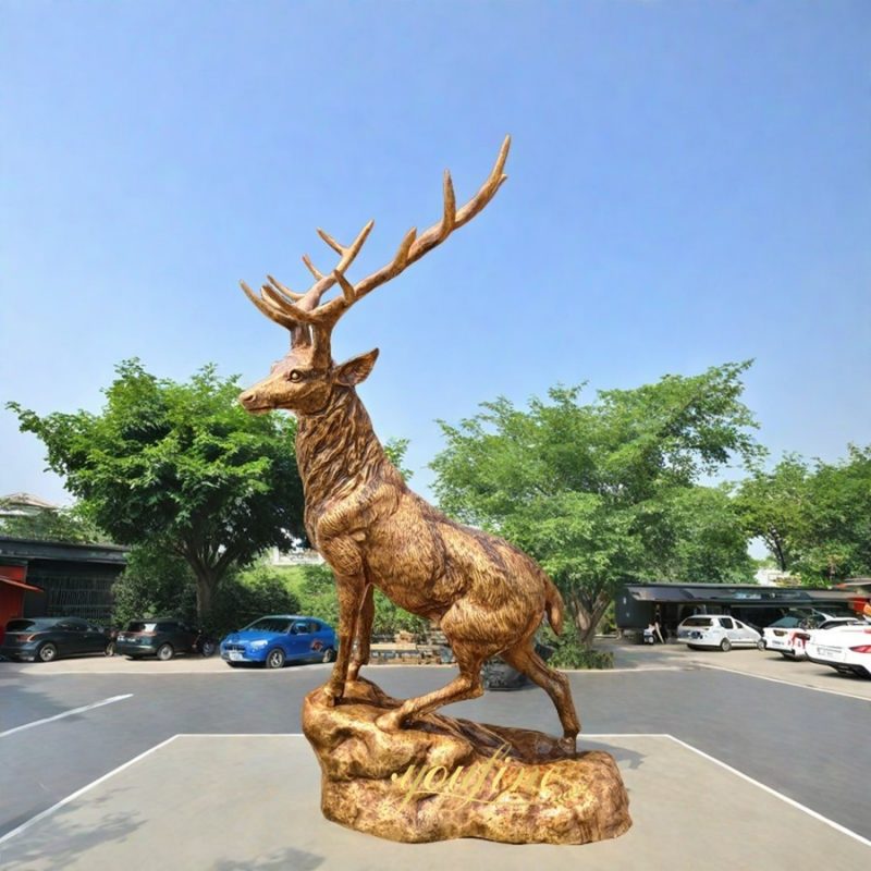 Solid Life Size Bronze Standing Deer Statue BOKK-820