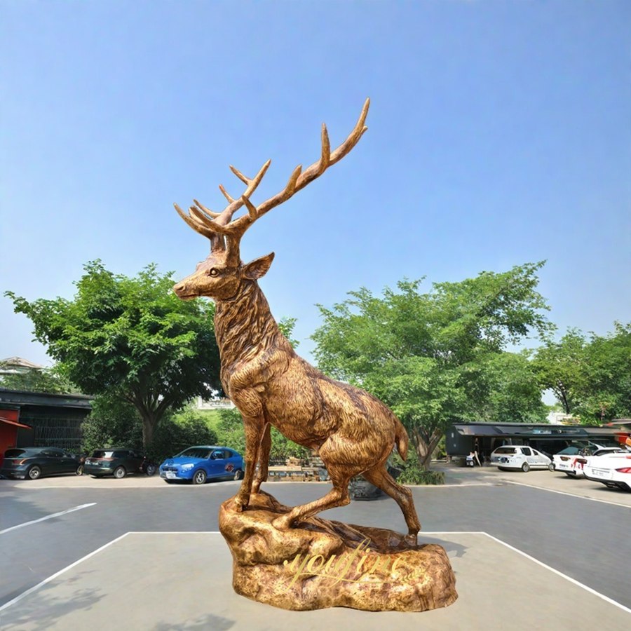 Solid Life Size Bronze Standing Deer Statue BOKK-820
