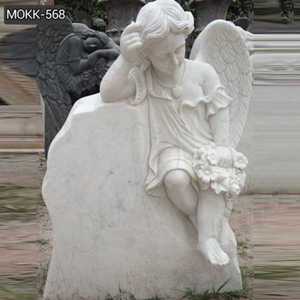 White Marble Baby Angel Headstone Monument Design for Sale