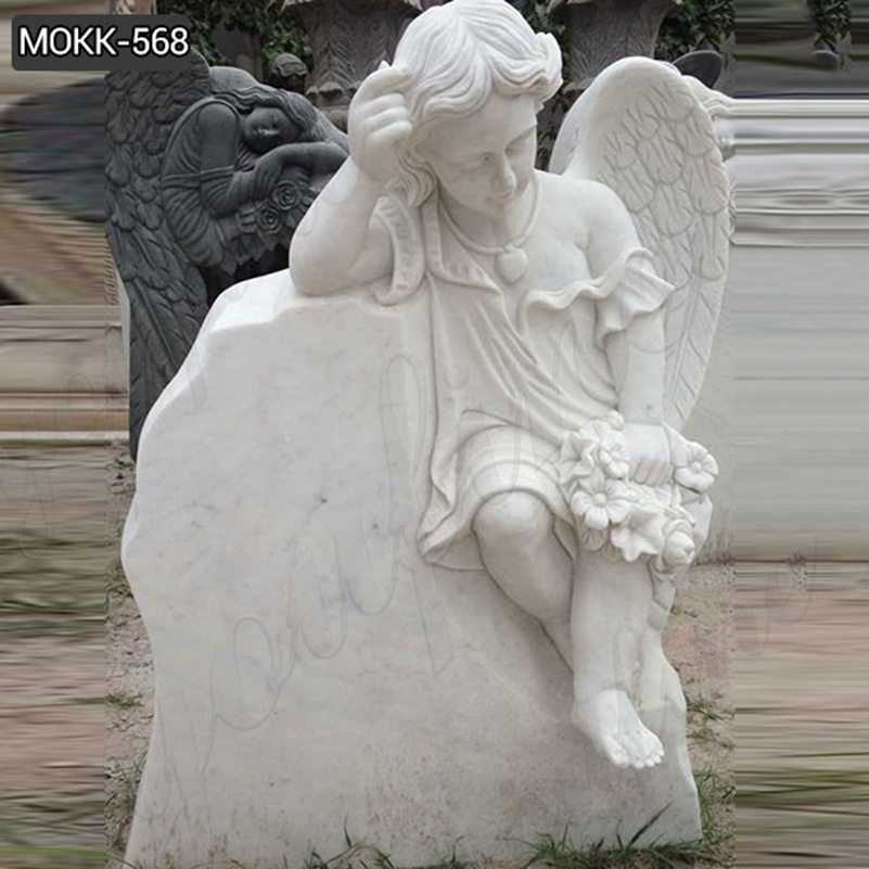 White Marble Baby Angel Headstone Monument Design for Sale MOKK-568