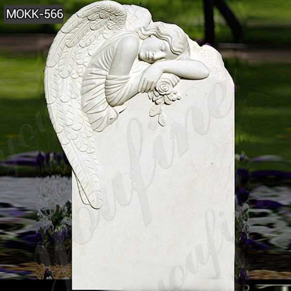 White Marble Upright Angle Headstone Factory Supply