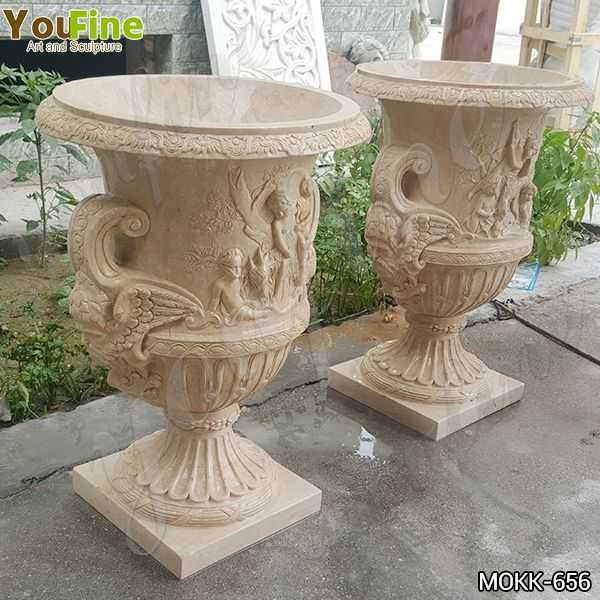 Commercial Yellow Marble Planters and Pots Manufacturers MOKK-656