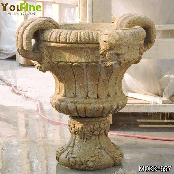 Yellow Travertine Flower Pot for Garden Decor Manufacturers