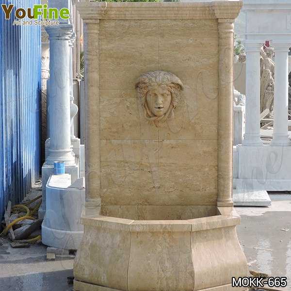 Yellow Travertine Medusa Head Wall-Mounted Fountain