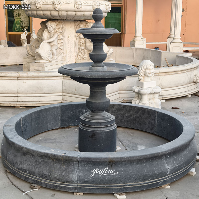 black modern granite fountain