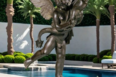 Classic Western Bronze Winged Boy with Dolphin Statue for Sale BOKK-809