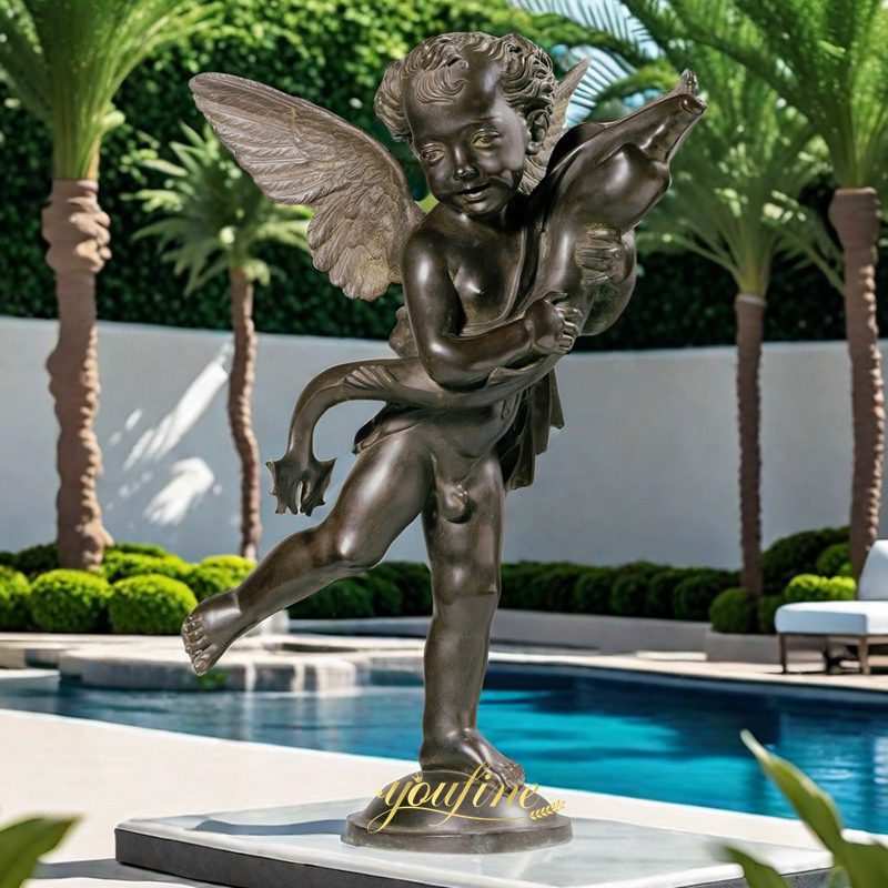 Classic Western Bronze Winged Boy with Dolphin Statue for Sale BOKK-809