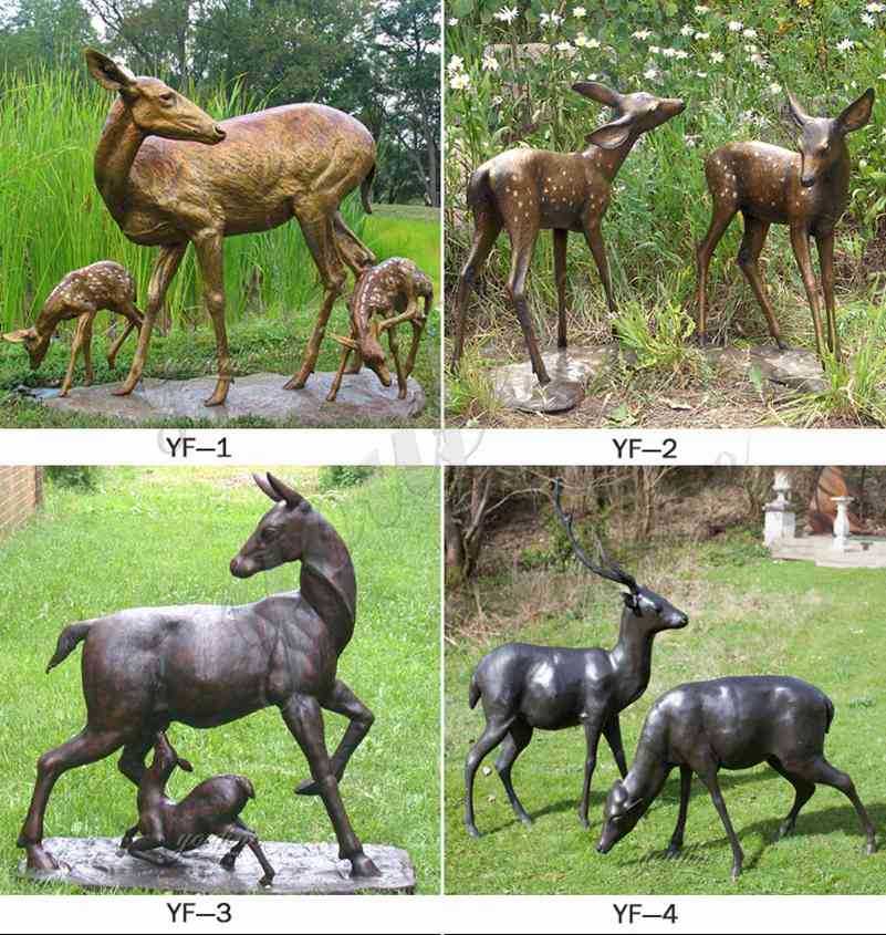 bronze deer garden statue