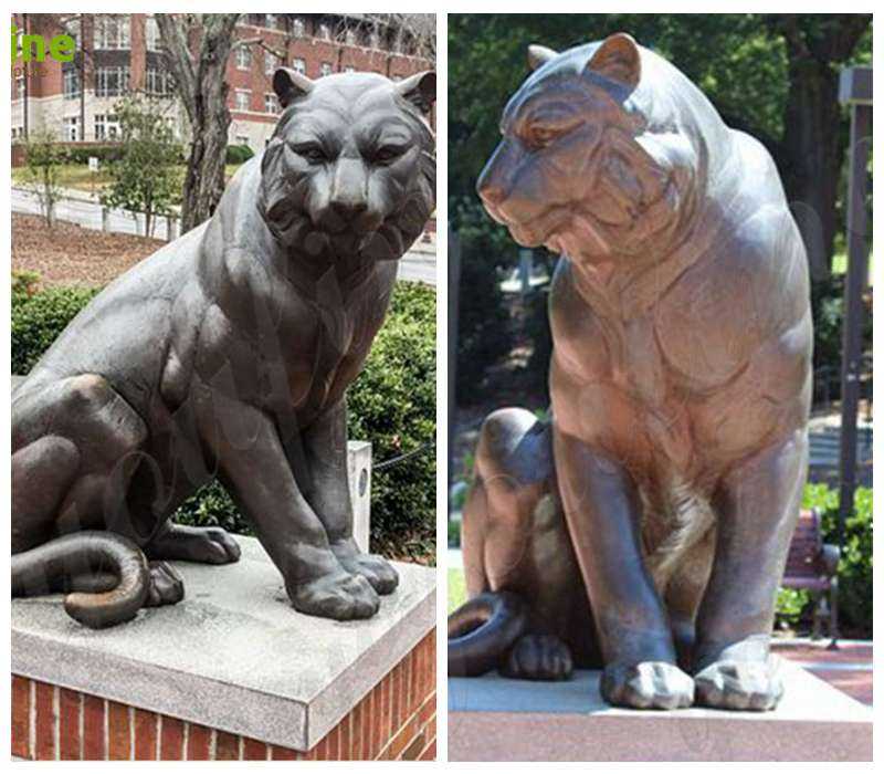 detail of Metal Bronze Tiger Statue