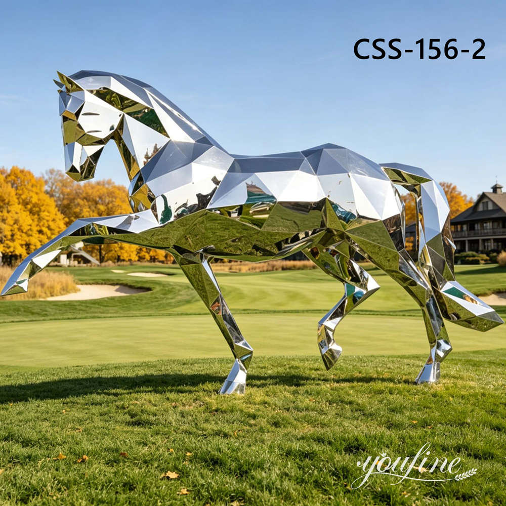geometric walking horse sculpture