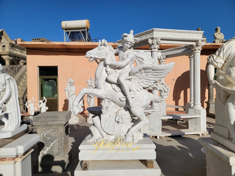 life size Marble Mercury riding Pegasus
