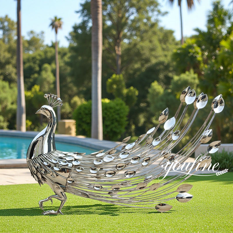 Beautiful Stainless Steel Peacock Landscape Sculpture for Sale CSS-155