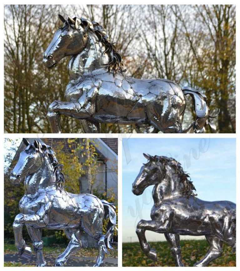 Outdoor Modern Stainless Steel Horse Sculpture Art for Sale CSS156