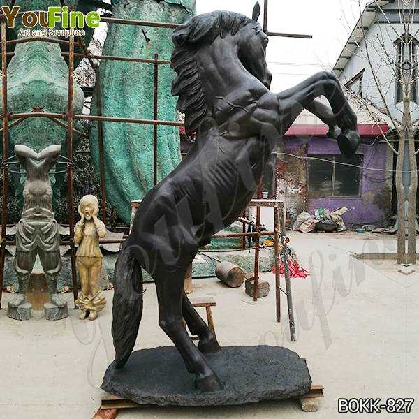 Ancient Black Bronze Jumping Horse Sculpture Suppliers BOKK-827