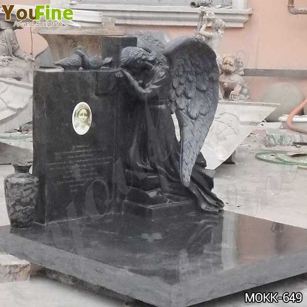 Black Granite Weeping Angel Headstone for Sale