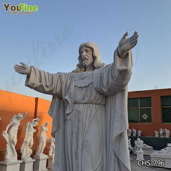 Catholic Large Outdoor Marble Jesus Statue with Hands Open