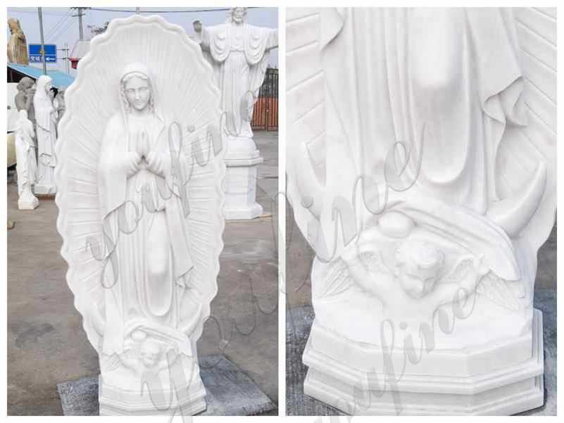 Catholic Our Lady of Guadalupe Outdoor Marble Statue detail