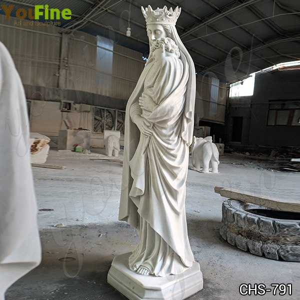 Catholic White Marble Madonna and Child Statue for Sale