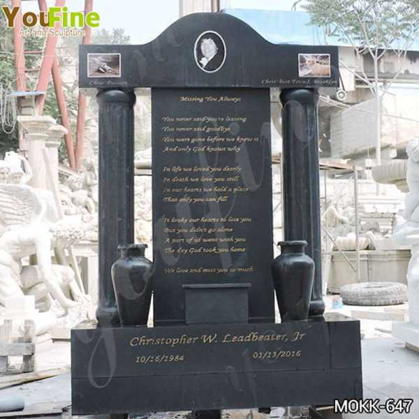 Custom Black Granite Upright Headstones Manufacturers MOKK-647