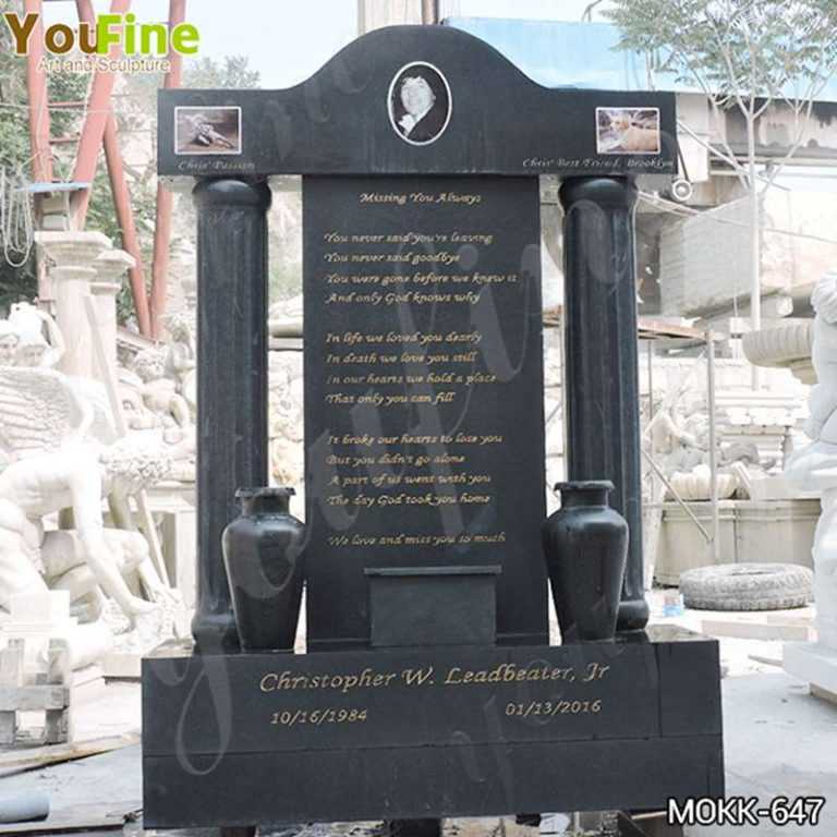 Marble Angel Memorials Headstones with Upright Granite Monument