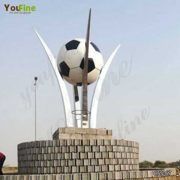 Custom Large Stainless Steel Football Sculpture for Saudi Arabia Client