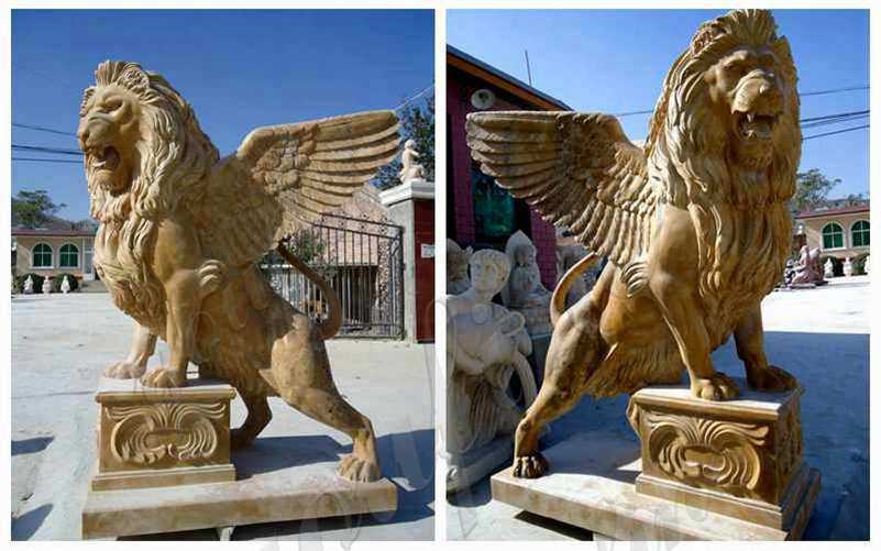 Estate Huge Marble Winged Western Lion Statues Manufacturers