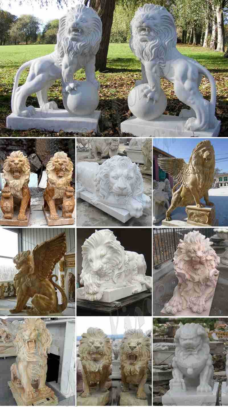 Garden-marble-lion-statues